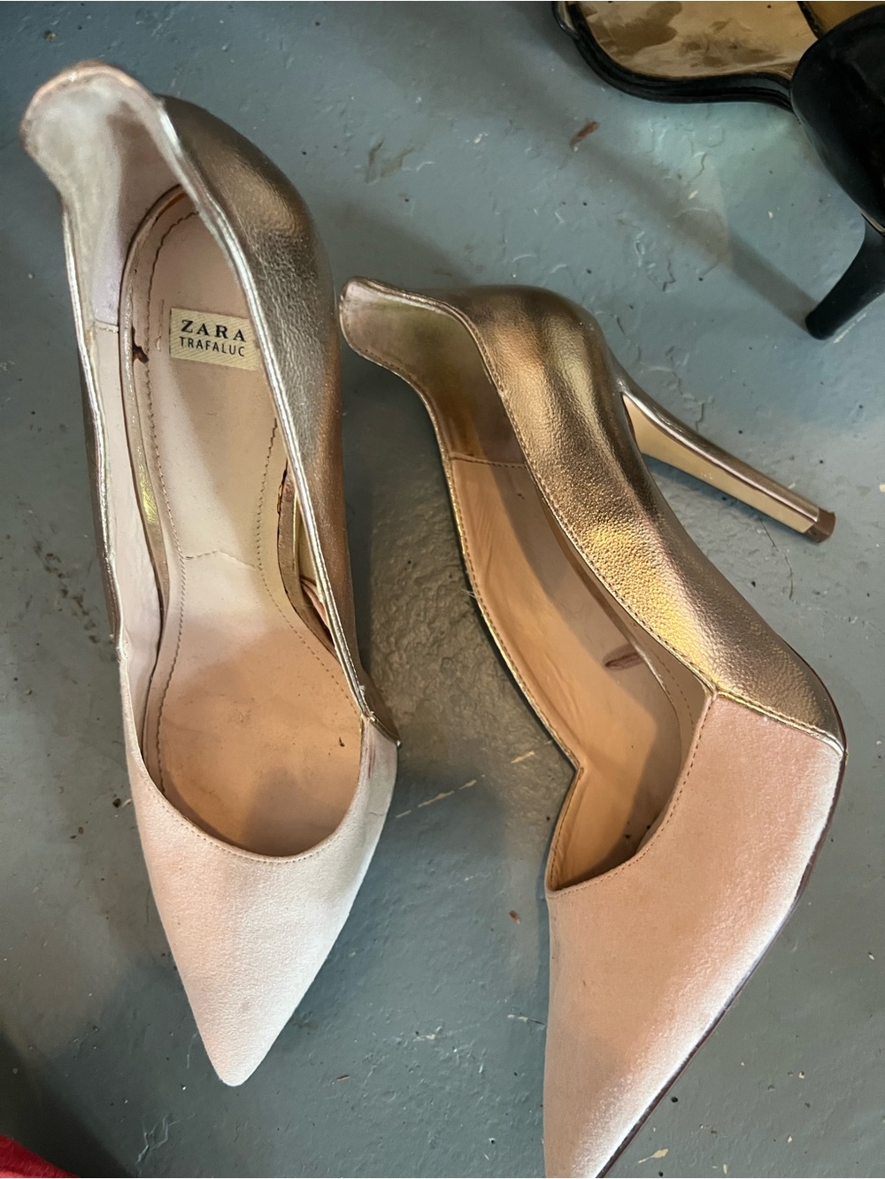 Zara Two-Tone Rose Gold and pink Pointed Stiletto Pumps